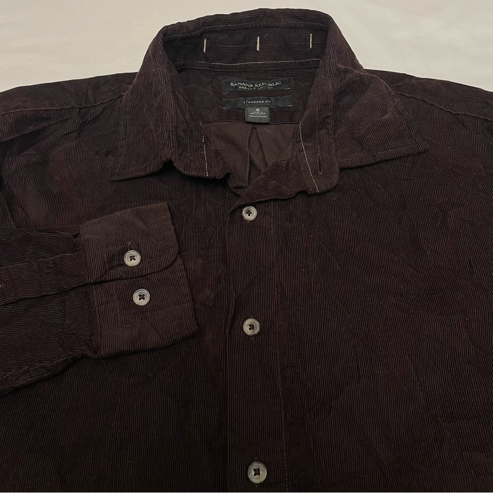 Banana Republic Corduroy Shirt Dark Brown Lightweight Long Sleeve Men’s Small